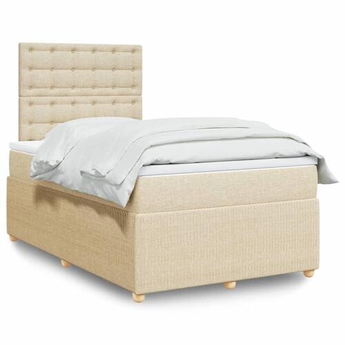 Kontinentalseng med madras 120x190 cm stof cremefarvet