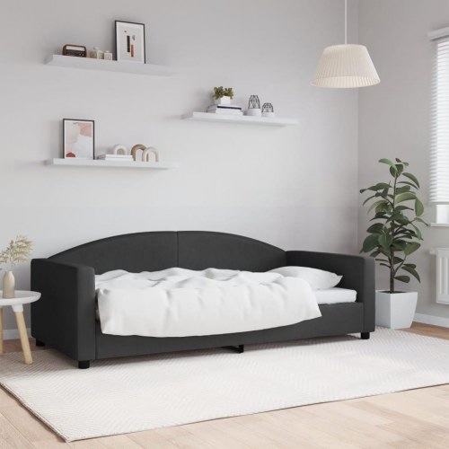 Daybed 90x190 cm i stof - sort sengeramme med armlæn