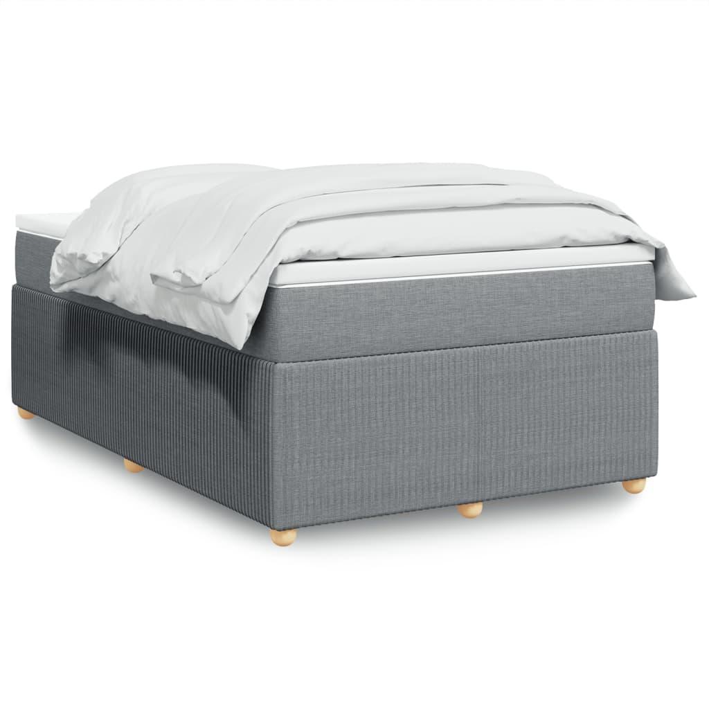 Kontinentalseng med madras og topmadras 120x190 cm - stof, lysegrå billede