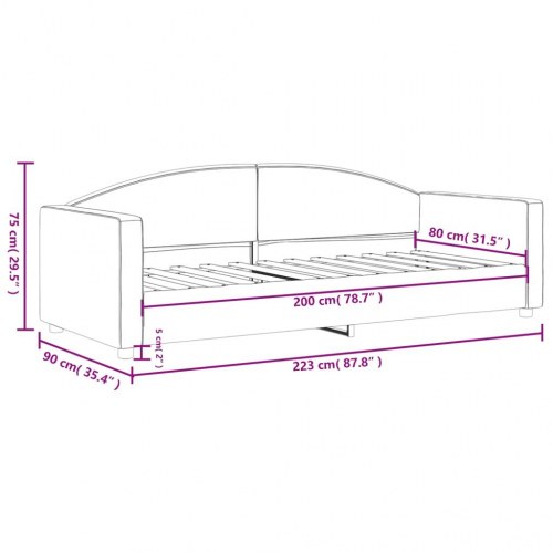 Daybed sengeramme 80x200 cm i stof - lysegrå