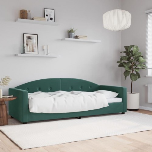 Daybed 80x200 cm i velour - mørkegrøn sengeramme/sovesofa