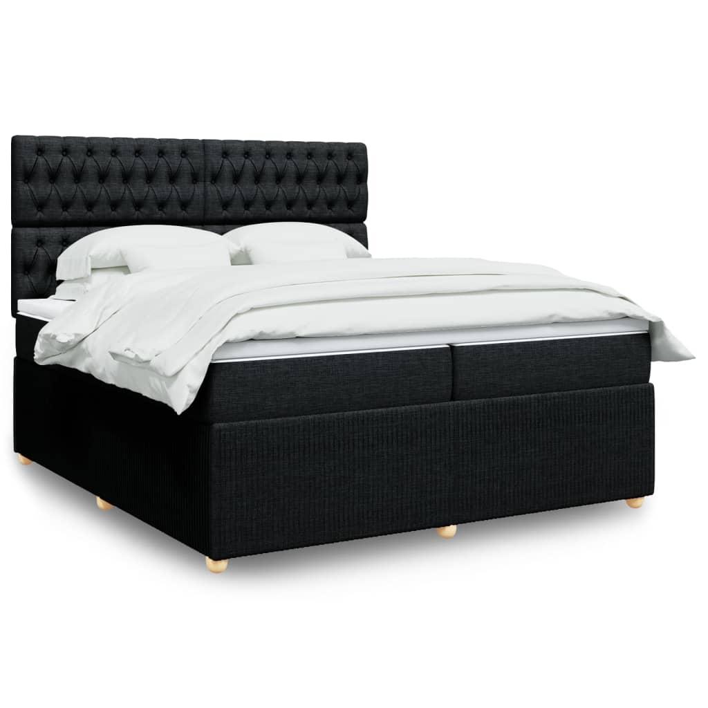 Kontinentalseng med madras 200x200 cm stof sort billede