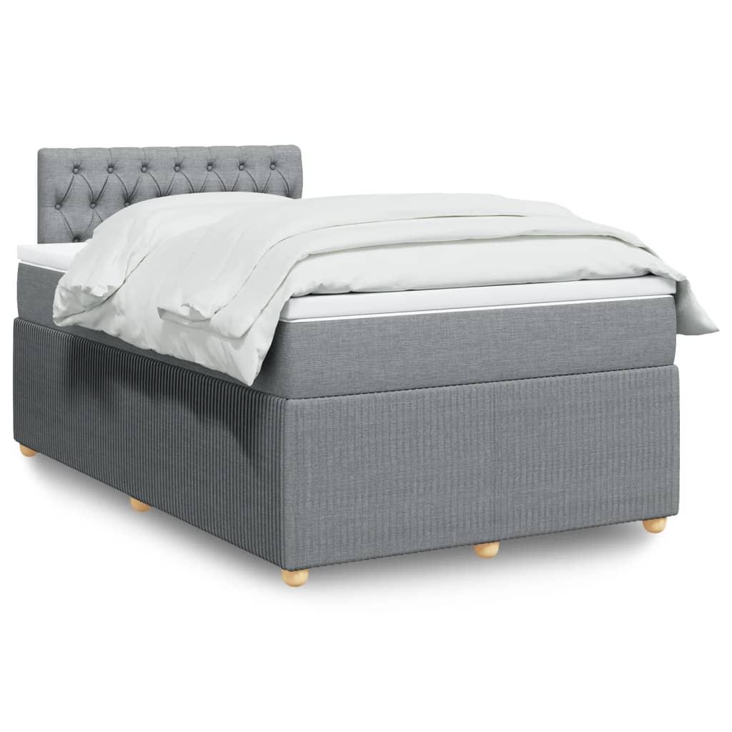 Kontinentalseng med madras og topmadras 120×190 cm - stof, lysegrå, LED-lys billede