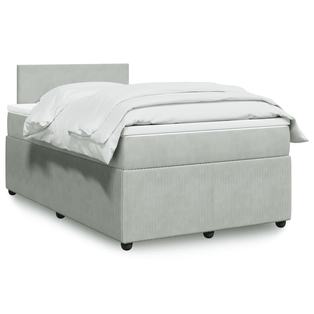 Kontinentalseng med madras 120x190 cm velour lysegrå billede