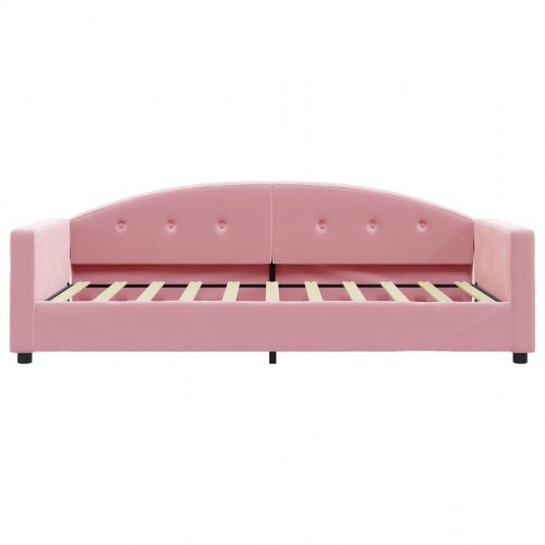 Daybed 80x200 cm i velour - lyserød sovesofa med armlæn