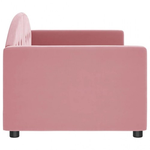 Daybed 80x200 cm i velour - lyserød sovesofa med armlæn