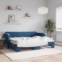 Daybed med udtræk 80x200 cm velour blå