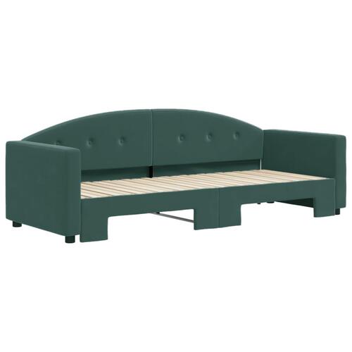 Daybed med udtræk 80x200 cm velour mørkegrøn