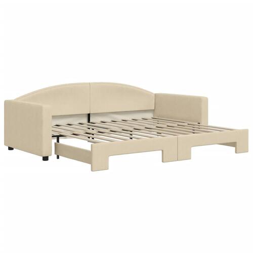 Daybed med udtræk 90x200 cm stof cremefarvet