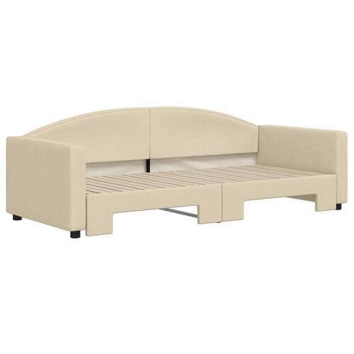 Daybed med udtræk 90x200 cm stof cremefarvet