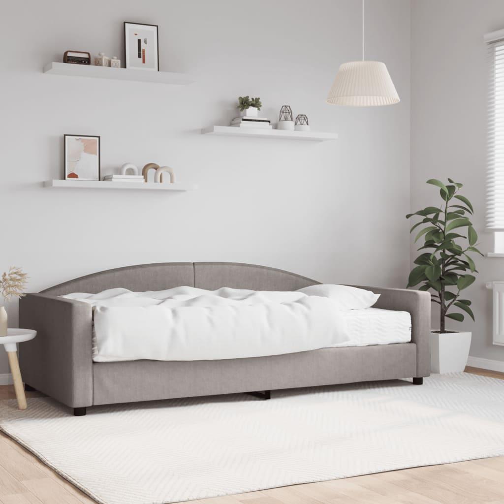 Daybed med madras 100x200 cm stof gråbrun billede