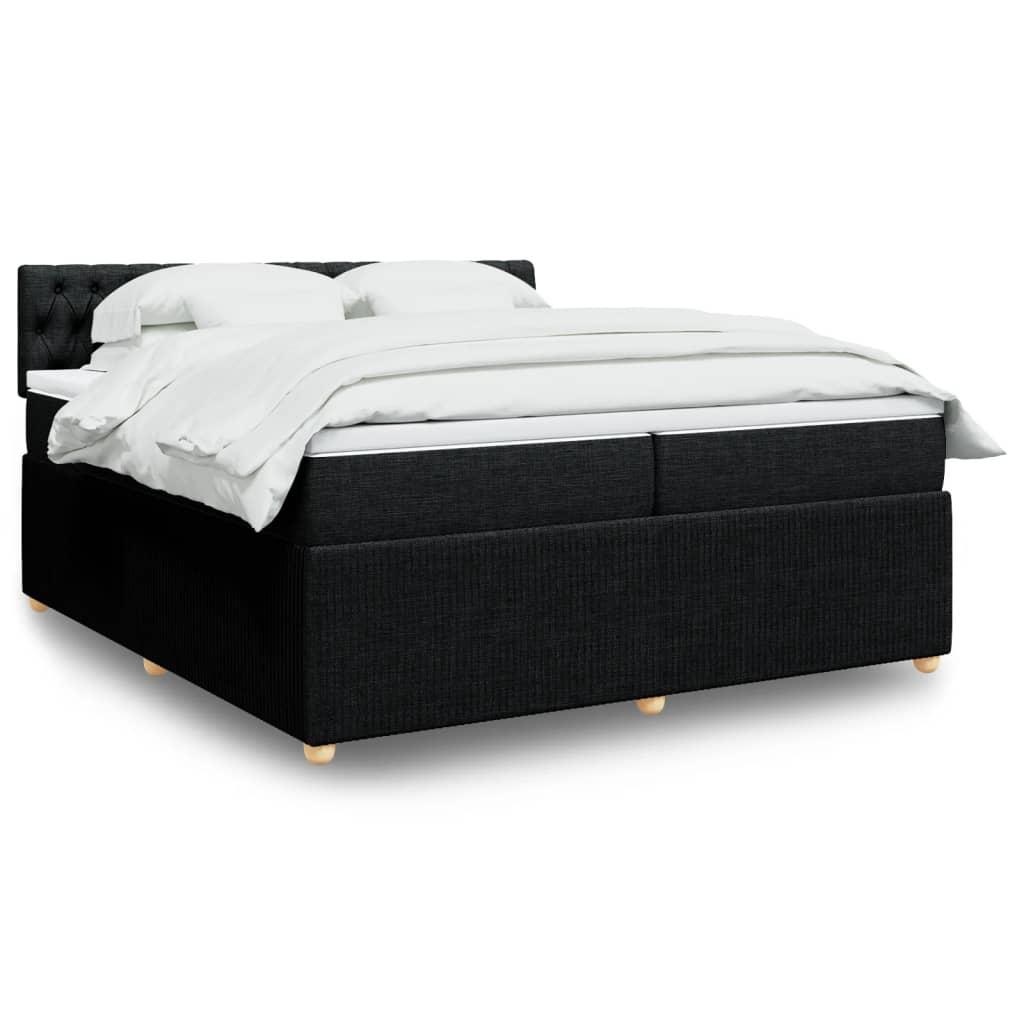 Kontinentalseng med madras 200x200 cm - stof, sort
