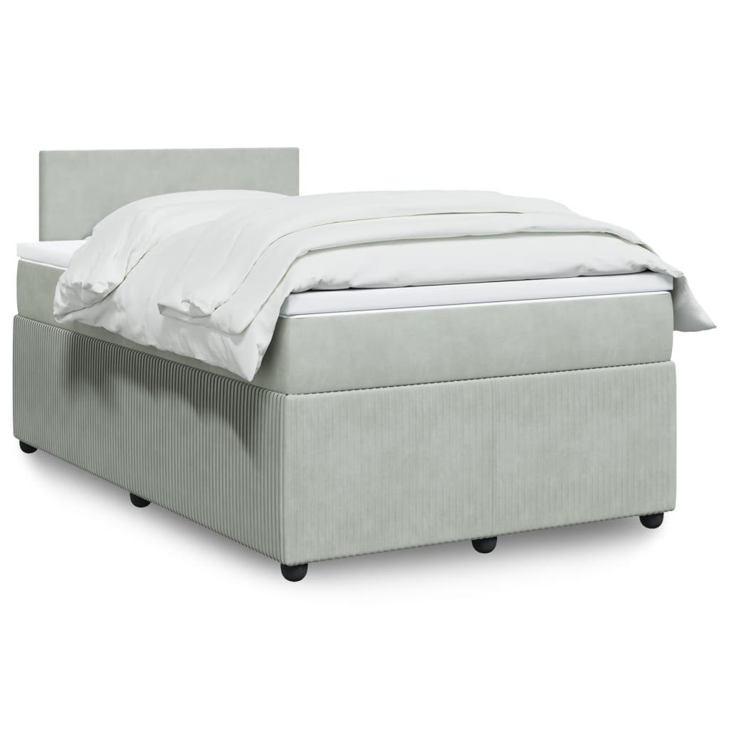 Kontinentalseng med madras 120x190 cm velour lysegrå billede