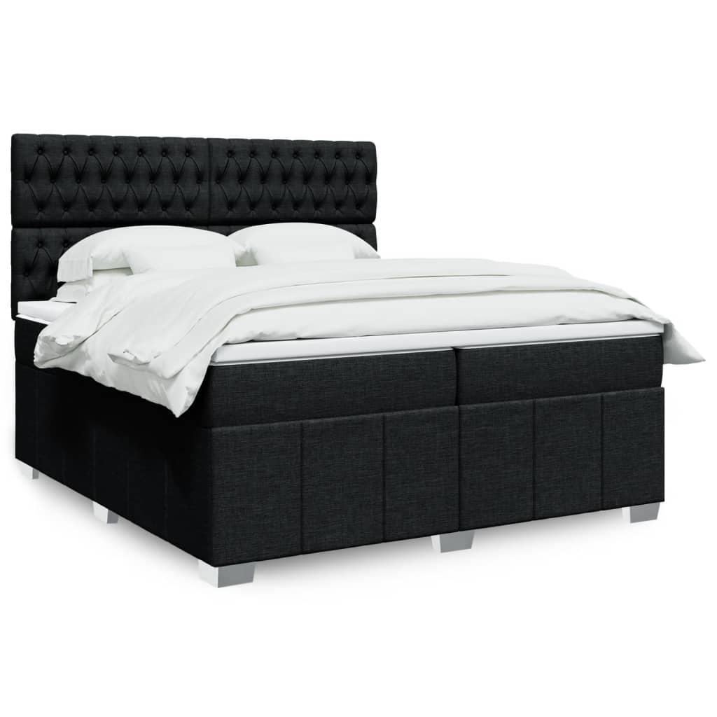 Kontinentalseng med madras og topmadras 200x200 cm - stof, sort billede