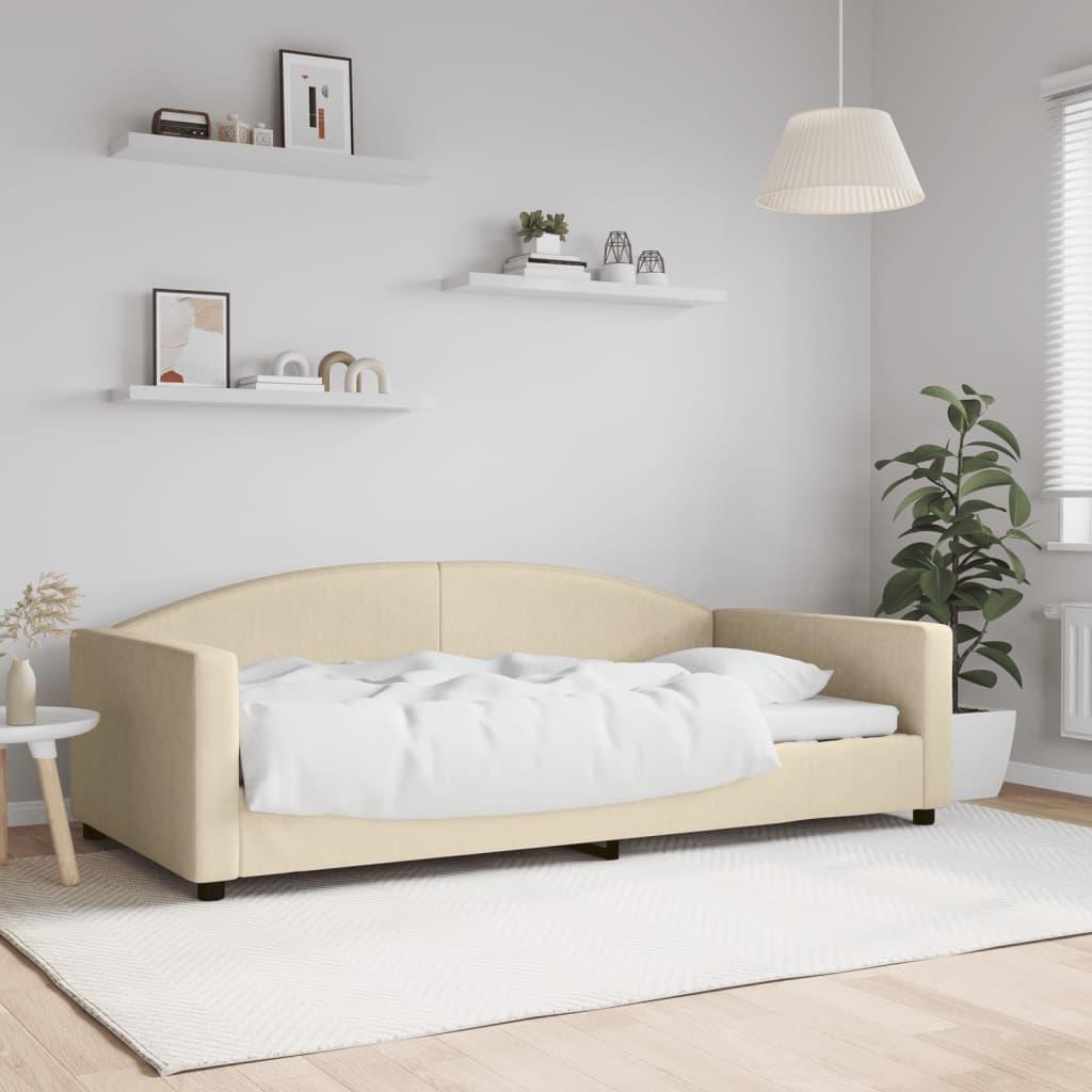 Daybed 100x200 cm stof cremefarvet billede