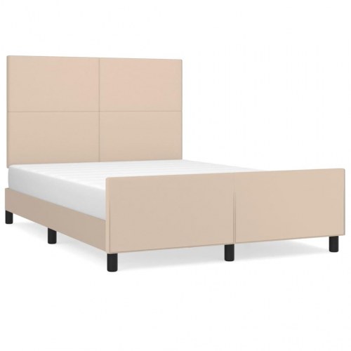 Sengeramme med sengegavl 140x190 cm i kunstlæder - cappuccino