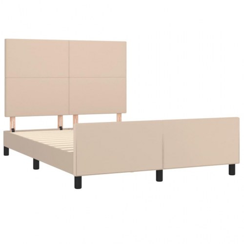 Sengeramme med sengegavl 140x190 cm i kunstlæder - cappuccino