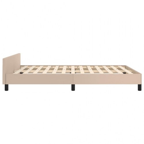 Sengeramme med sengegavl 140x190 cm i kunstlæder - cappuccino