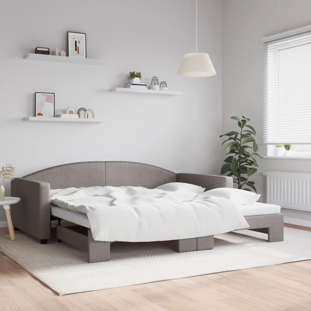 Daybed med udtræk 100x200 cm stof gråbrun billede