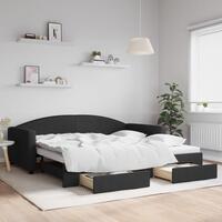 Daybed med udtræk og skuffer 100x200 cm stof sort