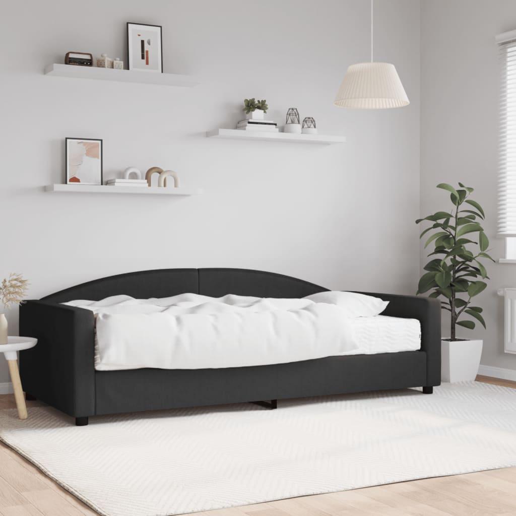 Daybed med madras 100x200 cm stof sort billede