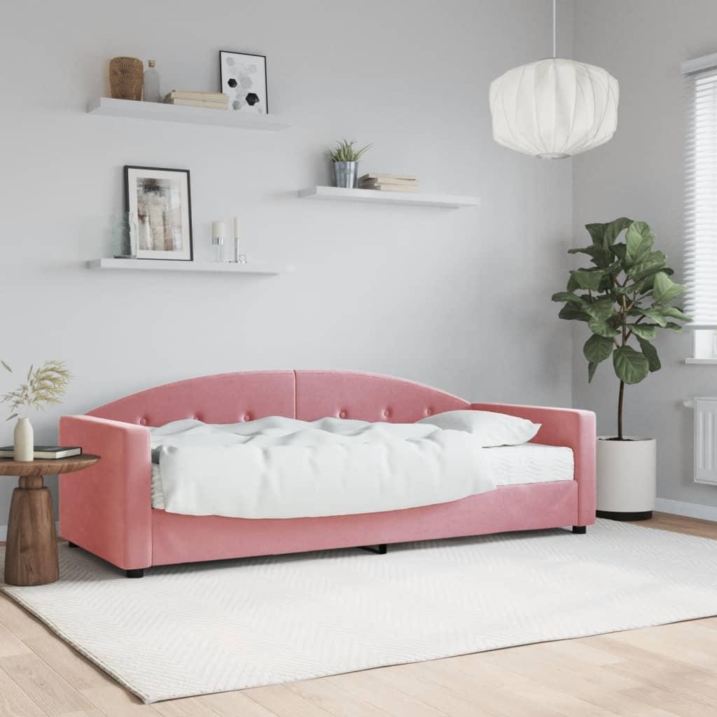 Daybed Velour Pink Lyserød - med madras / 80 x 200 cm