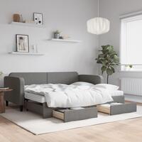 Daybed med udtræk og skuffer 90x190 cm stof mørkegrå