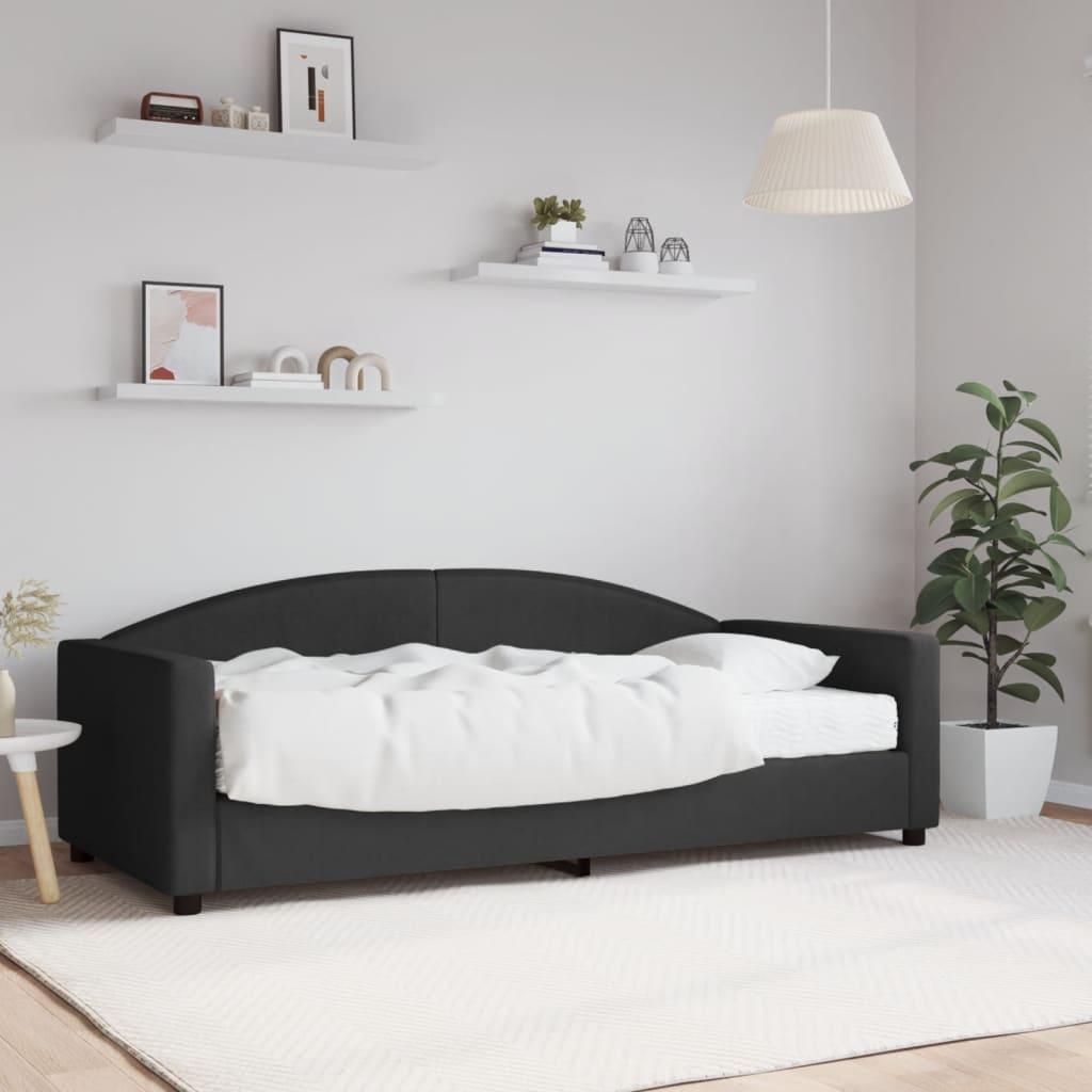 Daybed med madras 90x190 cm stof sort billede