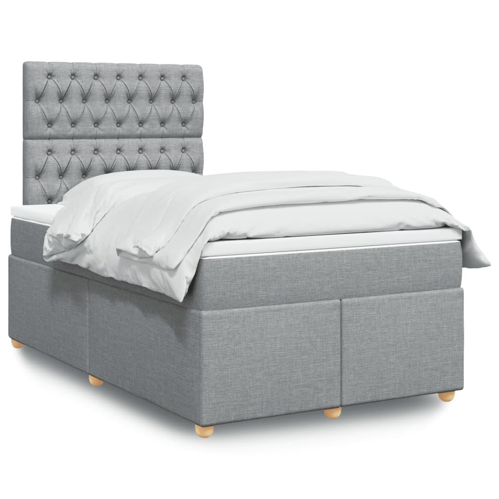 Kontinentalseng med madras og topmadras 120×190 cm - stof, lysegrå billede