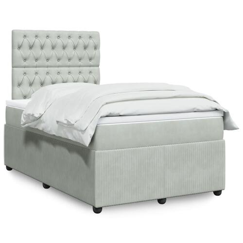 Kontinentalseng med madras 120x190 cm velour lysegrå