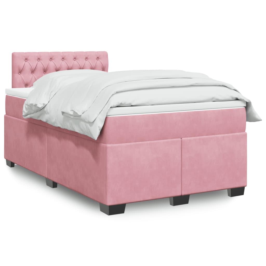 Kontinentalseng med madras 120x190 cm velour lyserød billede
