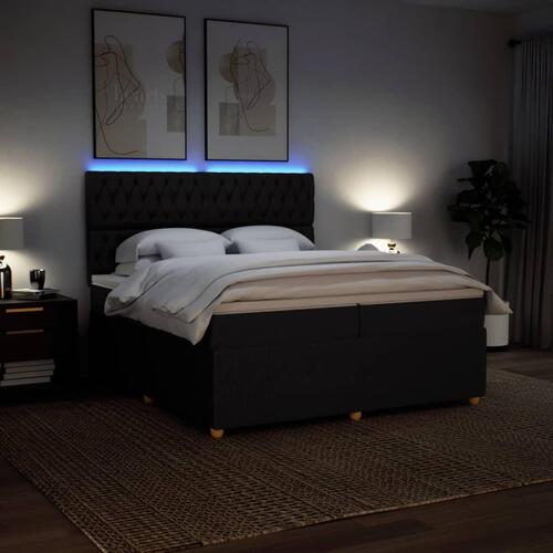 Kontinentalseng med madras 200x200 cm stof sort