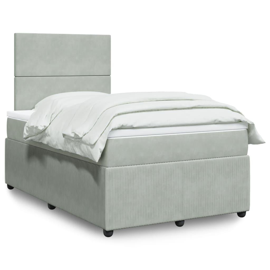 Kontinentalseng med madras 120x190 cm velour lysegrå billede