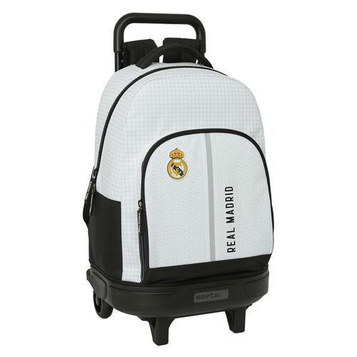 Skolerygsæk med Hjul Real Madrid C.F. 24/25 Hvid Grå 33 x 45 x 22 cm
