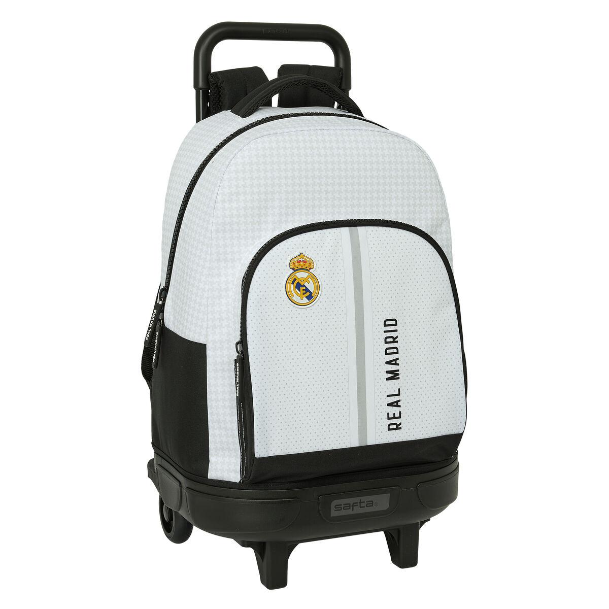Skolerygsæk med Hjul Real Madrid C.F. 24/25 Hvid Grå 33 x 45 x 22 cm