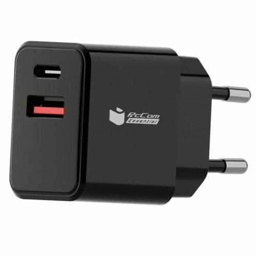 Vægoplader PcCom Essential Sort 20 W USB USB-C