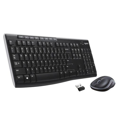 Tastatur og trådløs mus Logitech MK270 Sort Sølvfarvet Qwerty US