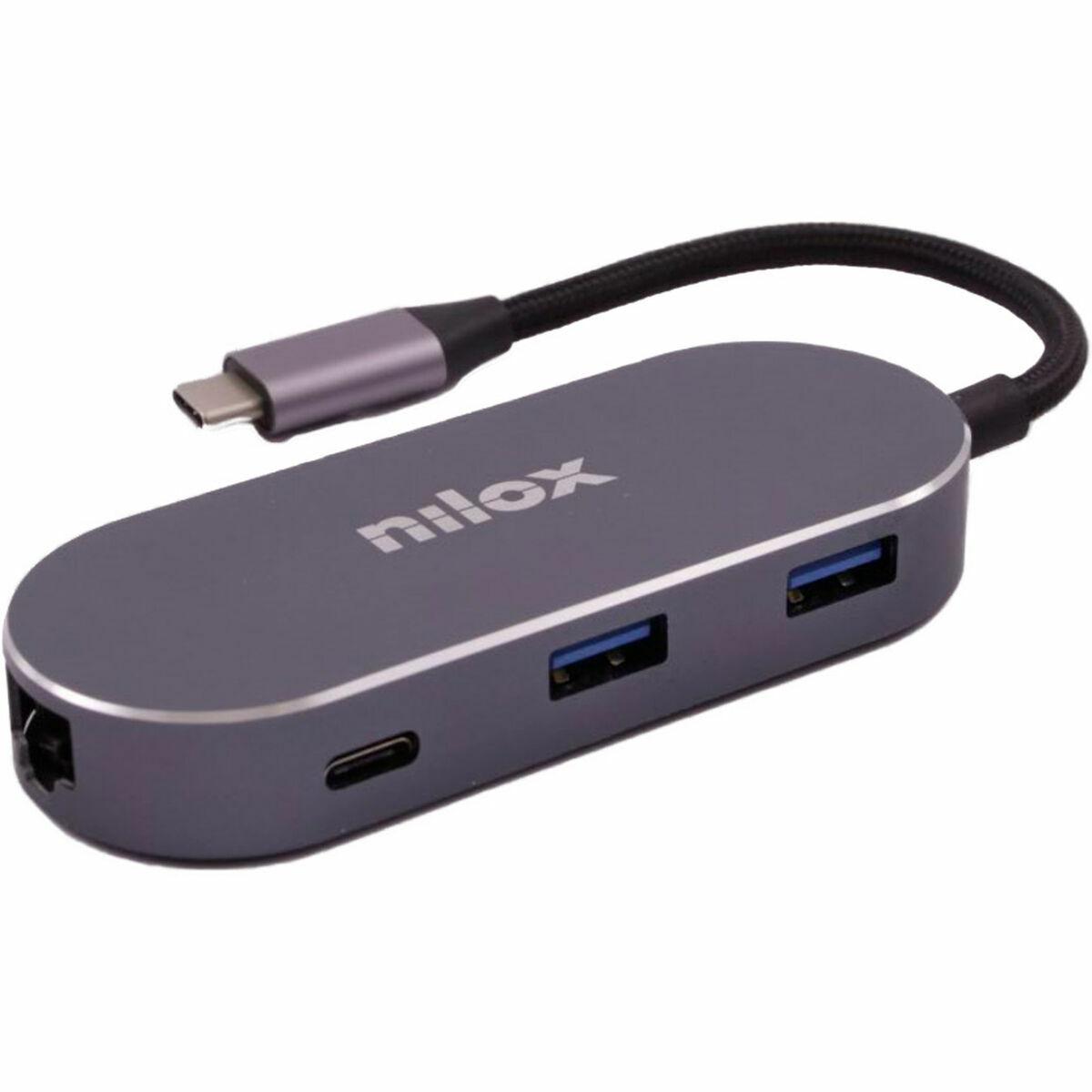 Nilox USB-C mini dockingstation - USB hub (grå, aluminium)