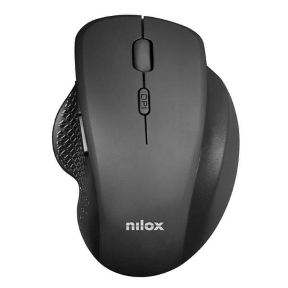 Trådløs mus Nilox Ratón Wireless Ergonómico Negro Sort Rød 3200 DPI