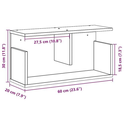 Vægskab 60x20x30 cm konstrueret træ hvid