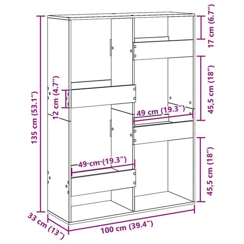 Rumdeler 100x33x135 cm konstrueret træ sort
