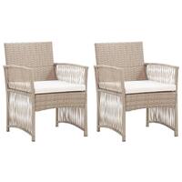 Havestole med hynder 2 stk. polyrattan beige