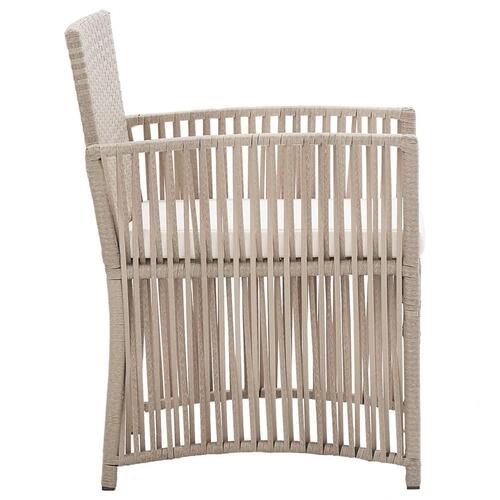 Havestole med hynder 2 stk. polyrattan beige