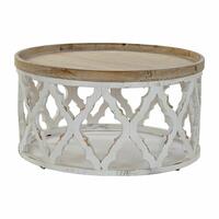 Sofabord Hvid Lys brun Gran Træ MDF 81 x 81 x 43,5 cm