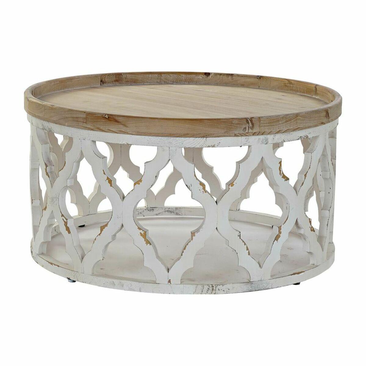 Sofabord Hvid Lys brun Gran Træ MDF 81 x 81 x 43,5 cm