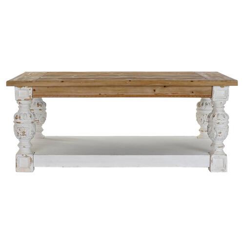 Sofabord Gran Aluminium Hvid Lys brun 120 x 70 x 50 cm Træ MDF