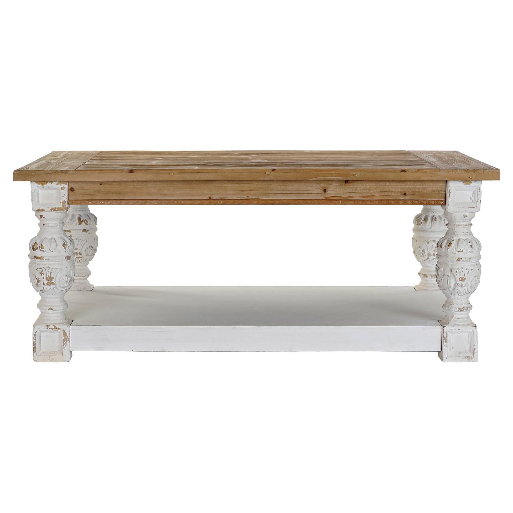 Sofabord Gran Aluminium Hvid Lys brun 120 x 70 x 50 cm Træ MDF