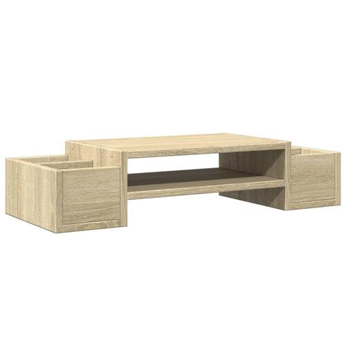 Skærmholder med opbevaring 70x27x15cm konstrueret træ sonoma-eg