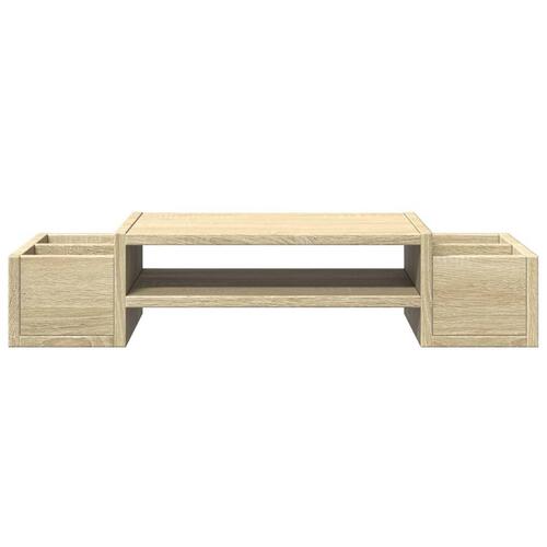 Skærmholder med opbevaring 70x27x15cm konstrueret træ sonoma-eg