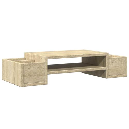 Skærmholder med opbevaring 70x27x15cm konstrueret træ sonoma-eg